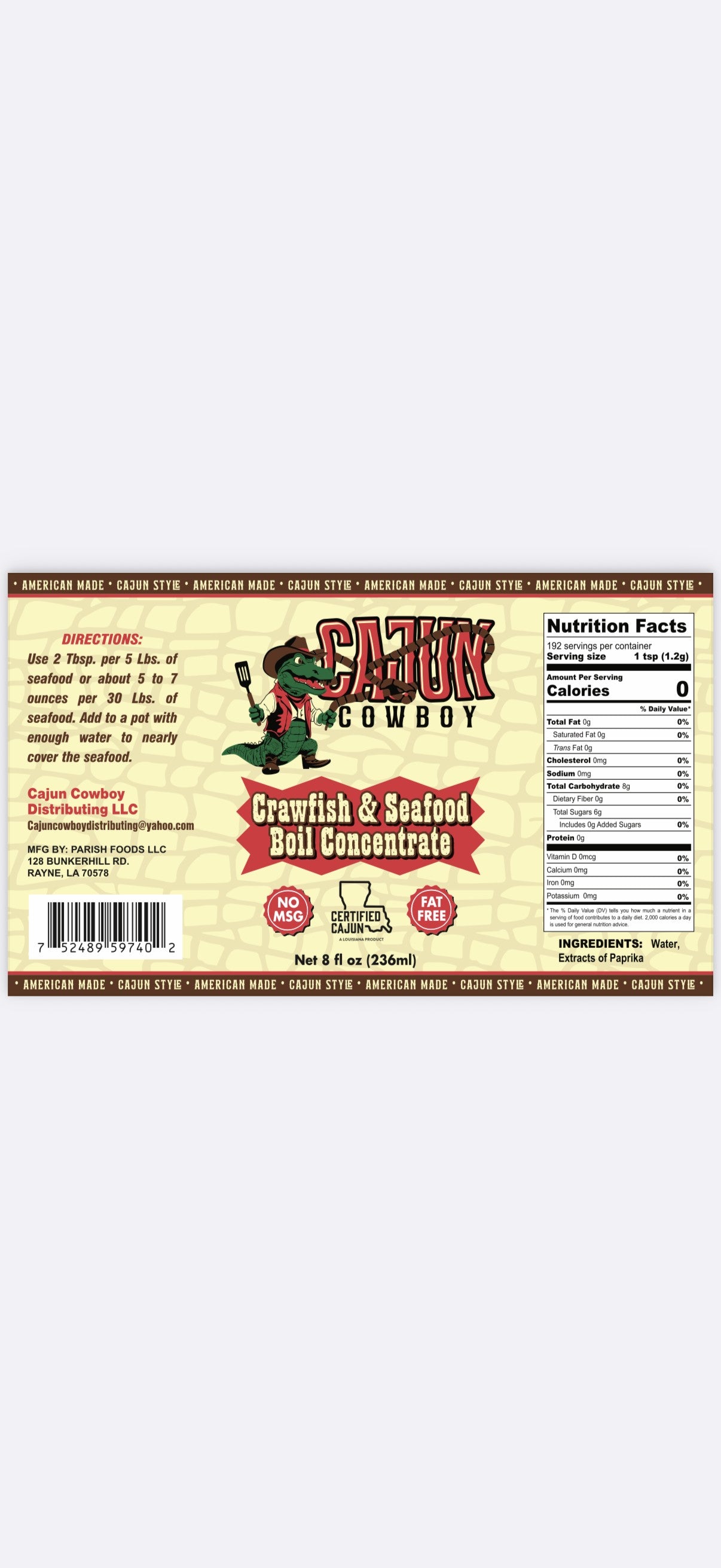 Cajun Cowboy Seafood Boil Concentrate